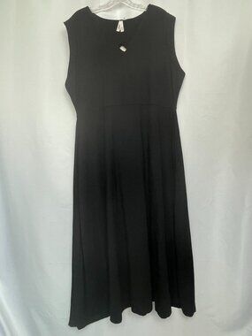 NWT LBD EcoChic Capsule Pact Organic Cotton Black Midi Dress Keyhole Cutout XXXL